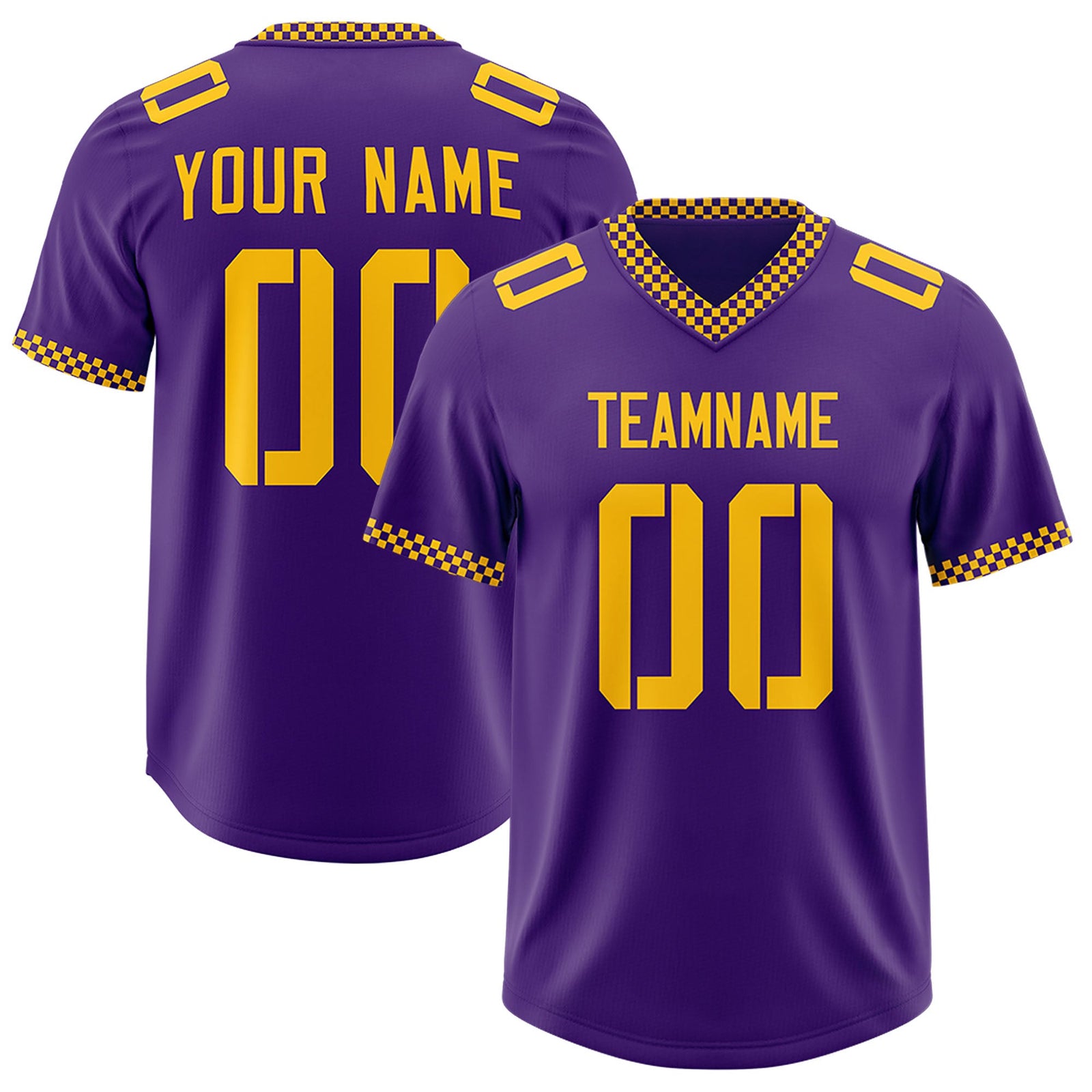 Custom Purple Yellow Personalized Neckline Square Classic Authentic Football Jersey