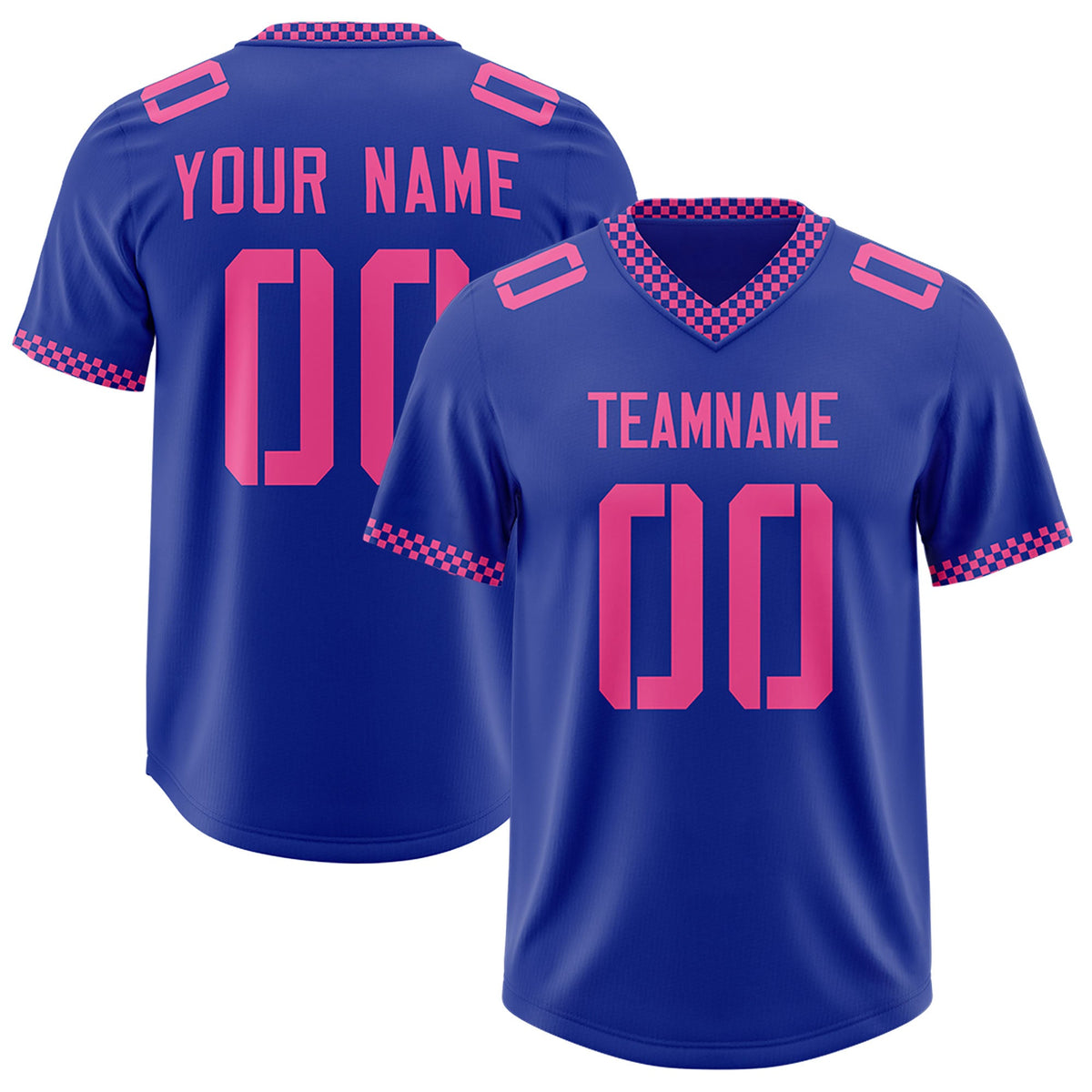 Custom Royal Pink Personalized Neckline Square Classic Authentic Football Jersey