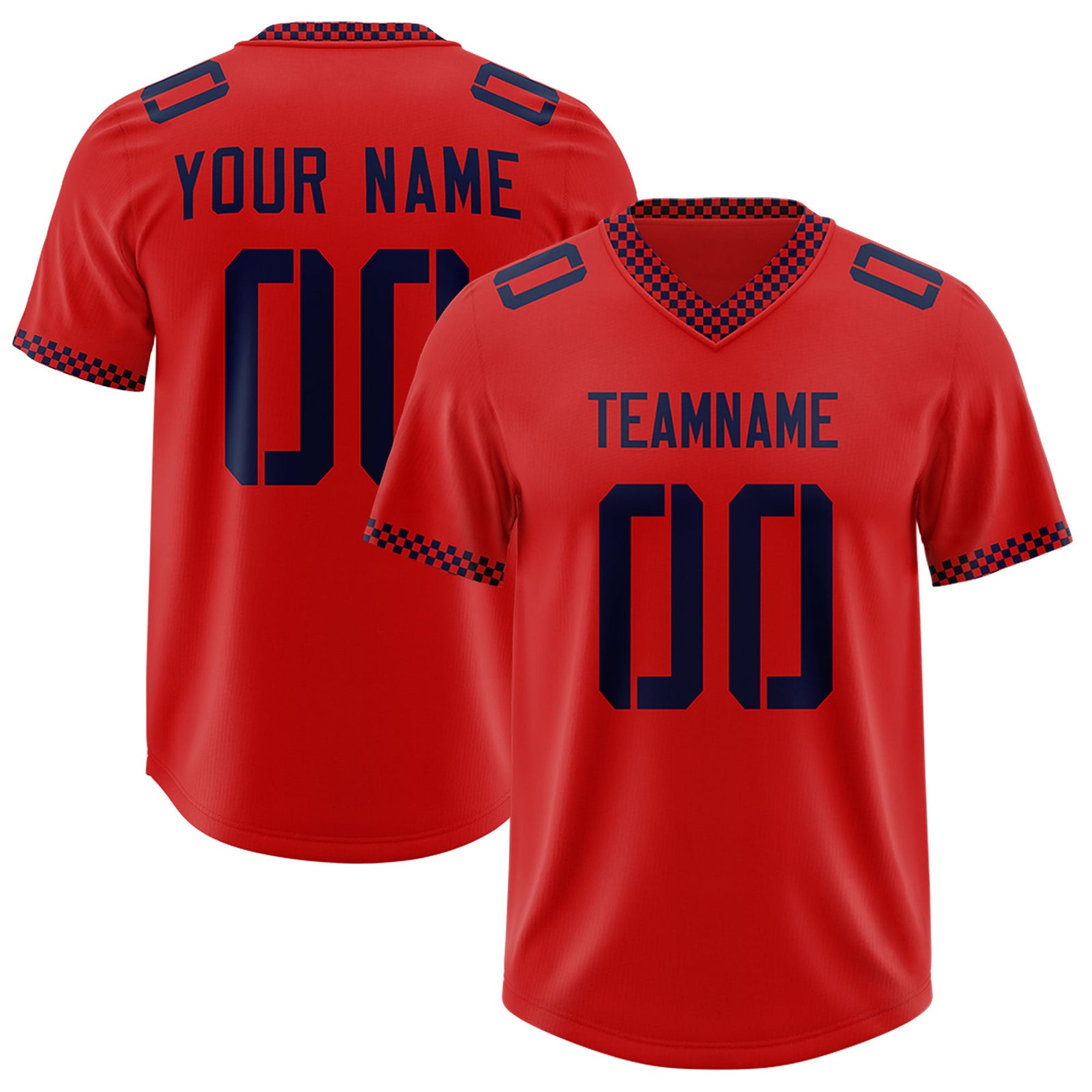 Custom Red Navy Personalized Neckline Square Classic Authentic Football Jersey