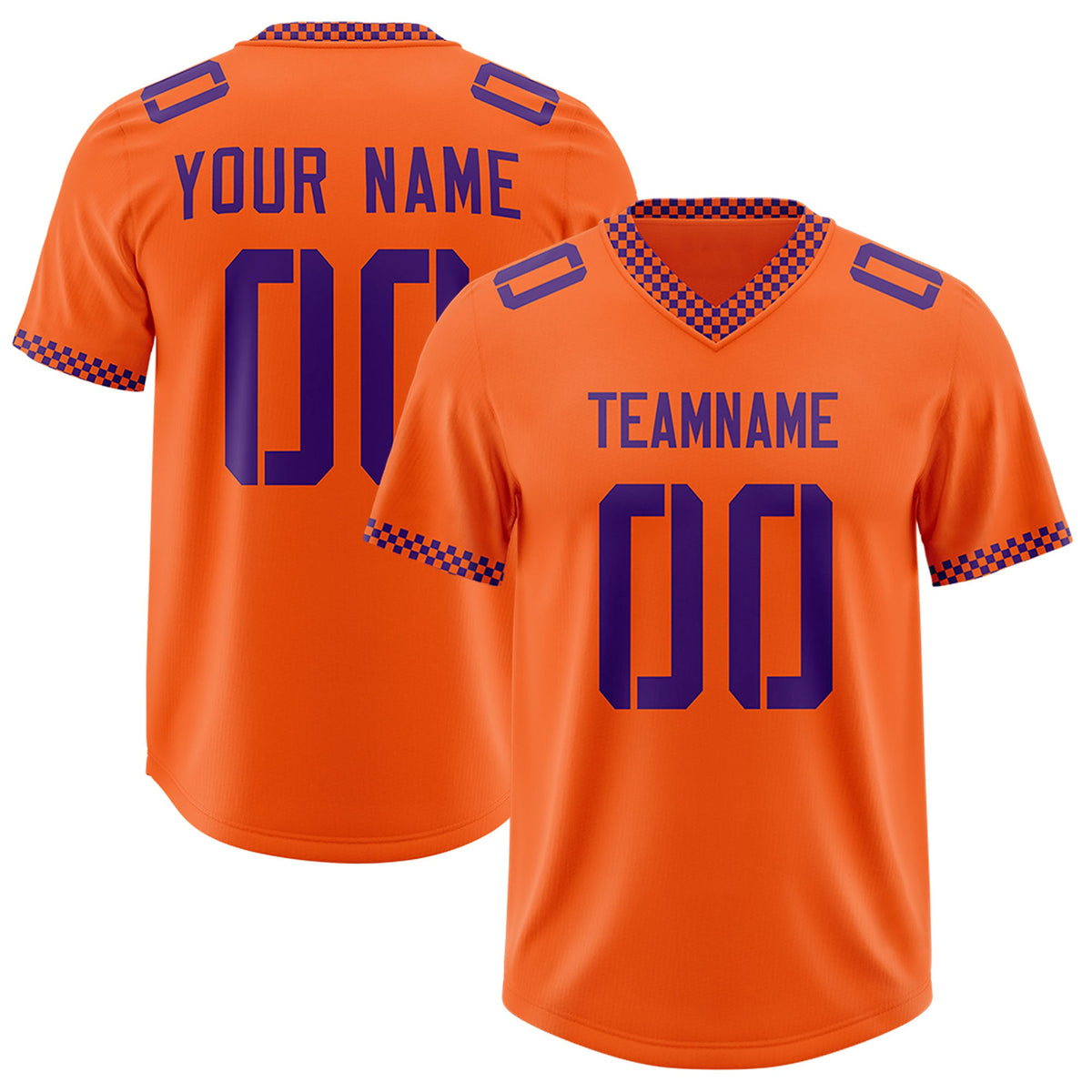 Custom Orange Purple Personalized Neckline Square Classic Authentic Football Jersey