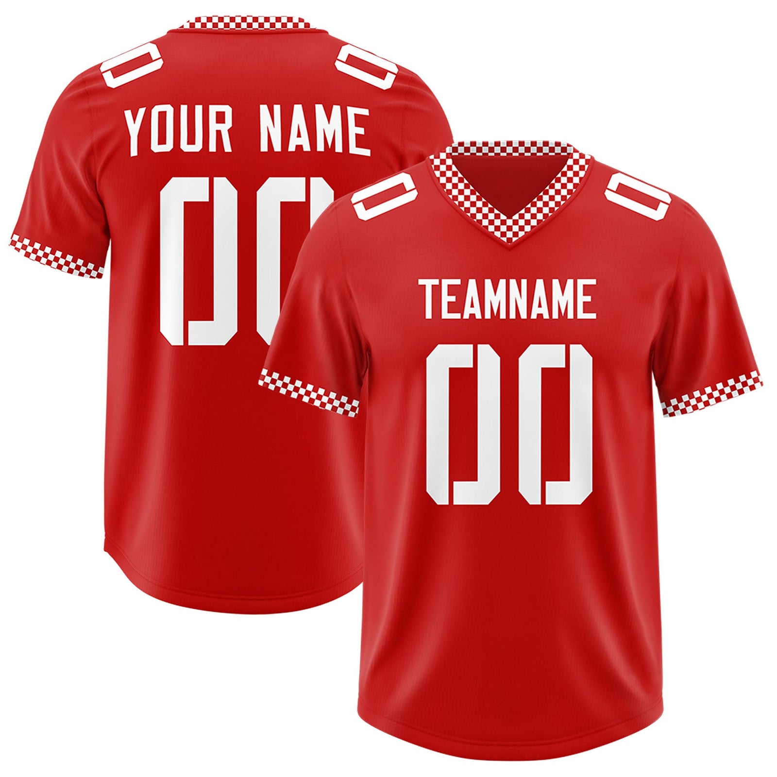 Custom Red White Personalized Neckline Square Classic Authentic Football Jersey