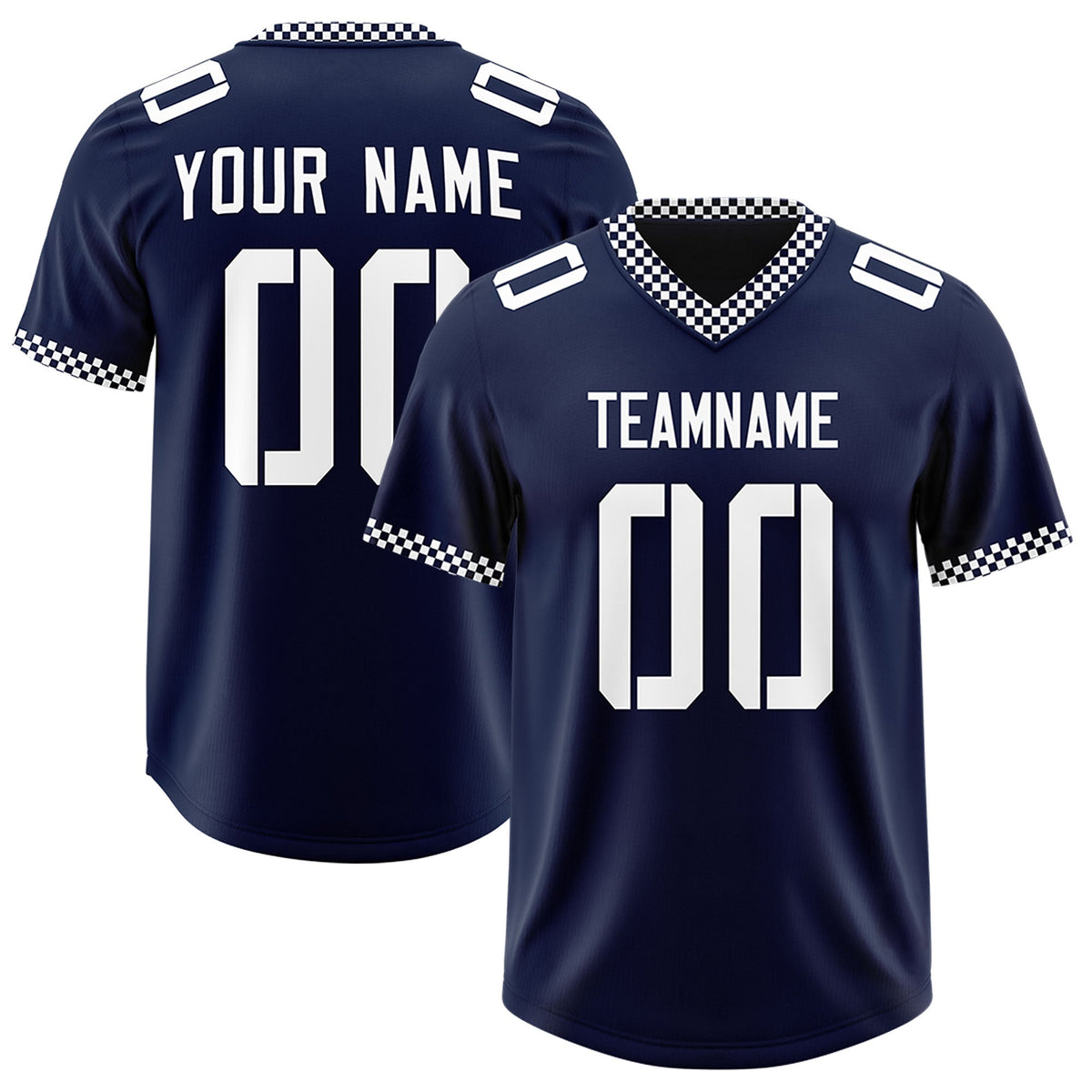 Custom Navy White Personalized Neckline Square Classic Authentic Football Jersey