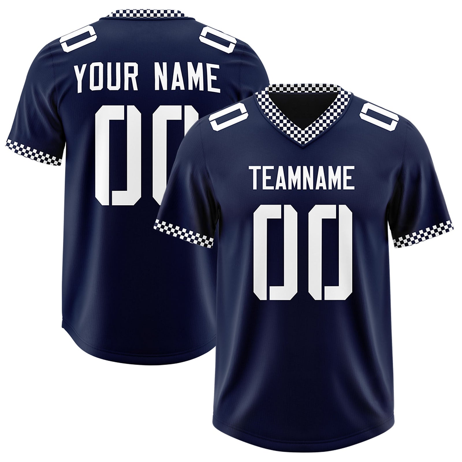 Custom Navy White Personalized Neckline Square Classic Authentic Football Jersey