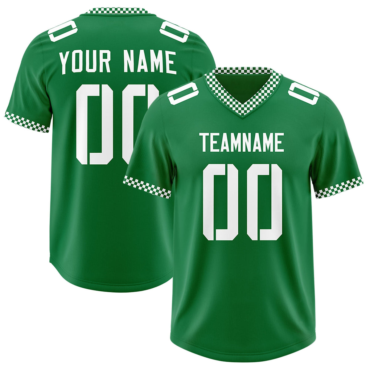 Custom Kelly Green White Personalized Neckline Square Classic Authentic Football Jersey