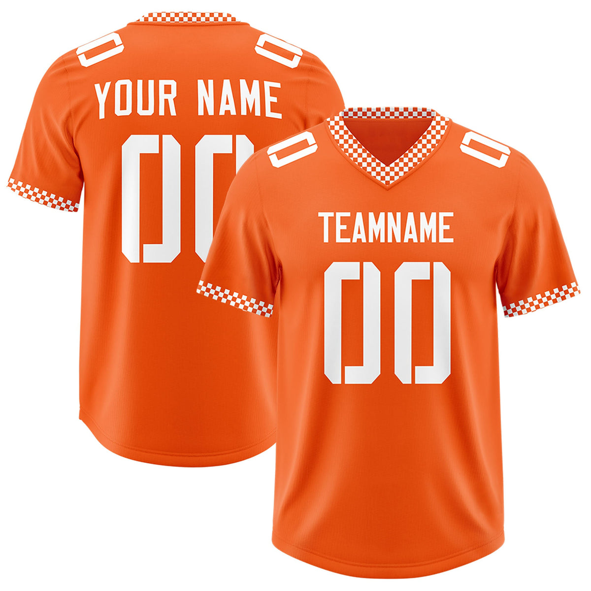 Custom Orange White Personalized Neckline Square Classic Authentic Football Jersey