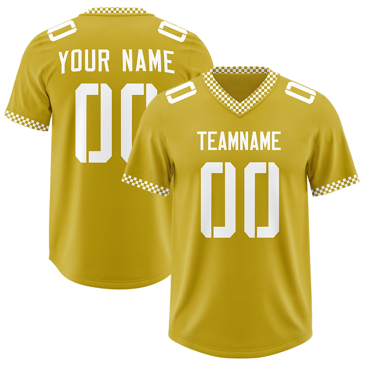 Custom Old Gold White Personalized Neckline Square Classic Authentic Football Jersey