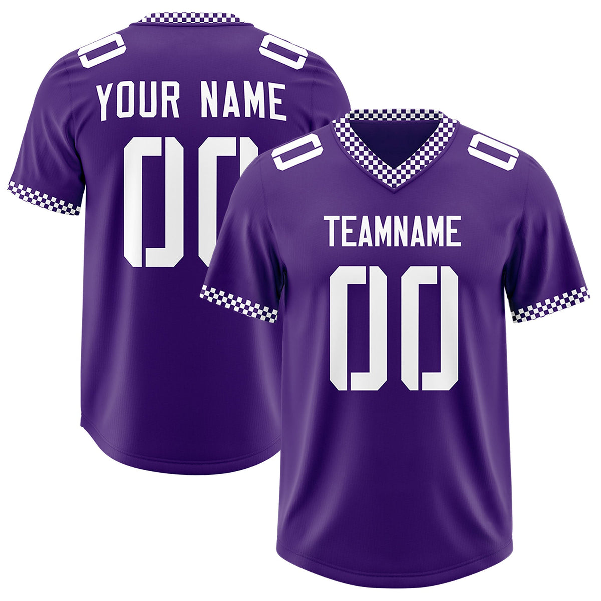 Custom Purple White Personalized Neckline Square Classic Authentic Football Jersey