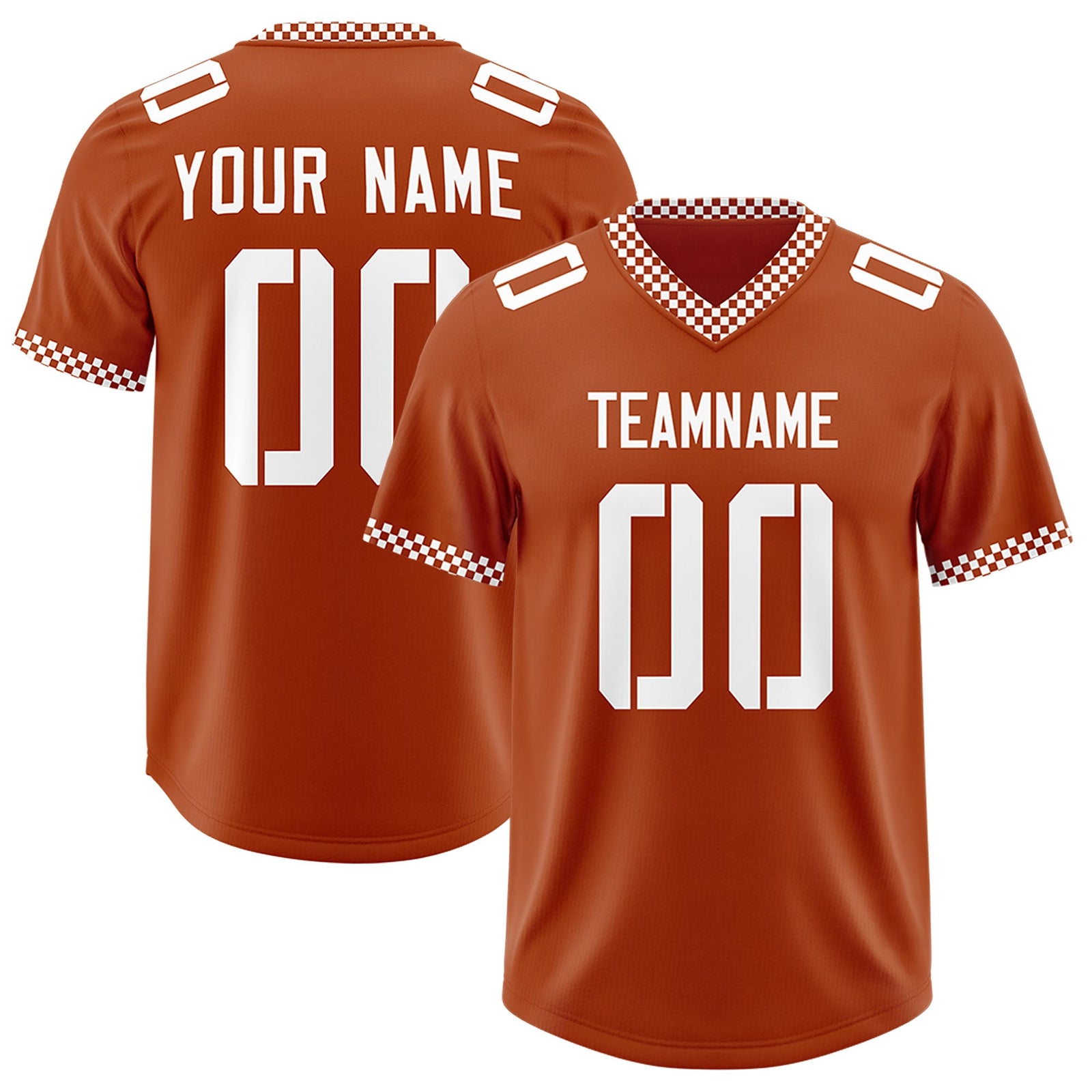 Custom Texas Orange White Personalized Neckline Square Classic Authentic Football Jersey