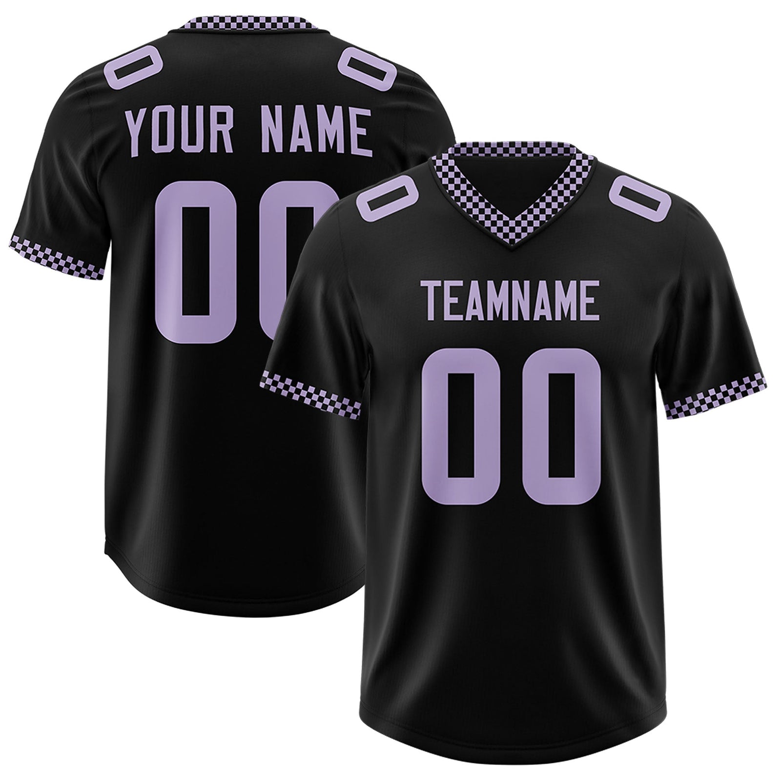 Custom Black Light Purple Personalized Neckline Square Classic Authentic Football Jersey