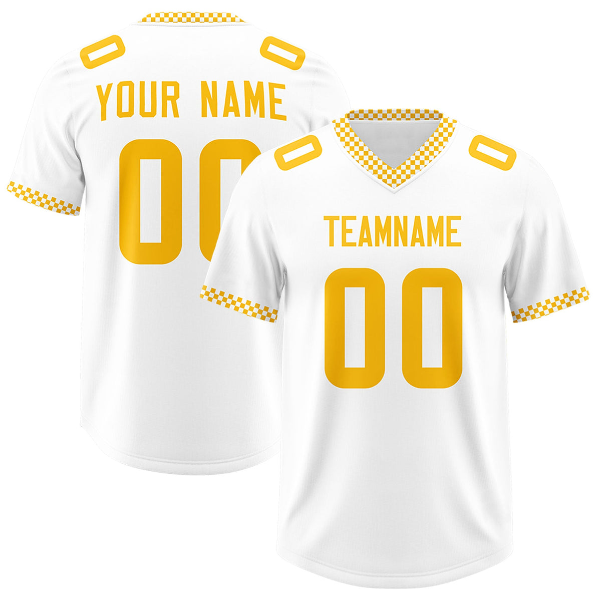 Custom White Yellow Personalized Neckline Square Classic Authentic Football Jersey