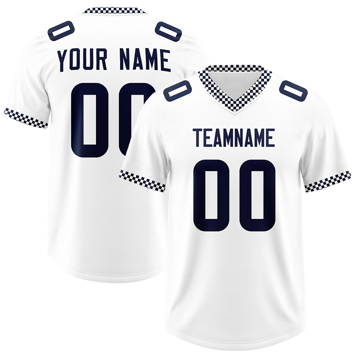 Custom White Navy Personalized Neckline Square Classic Authentic Football Jersey