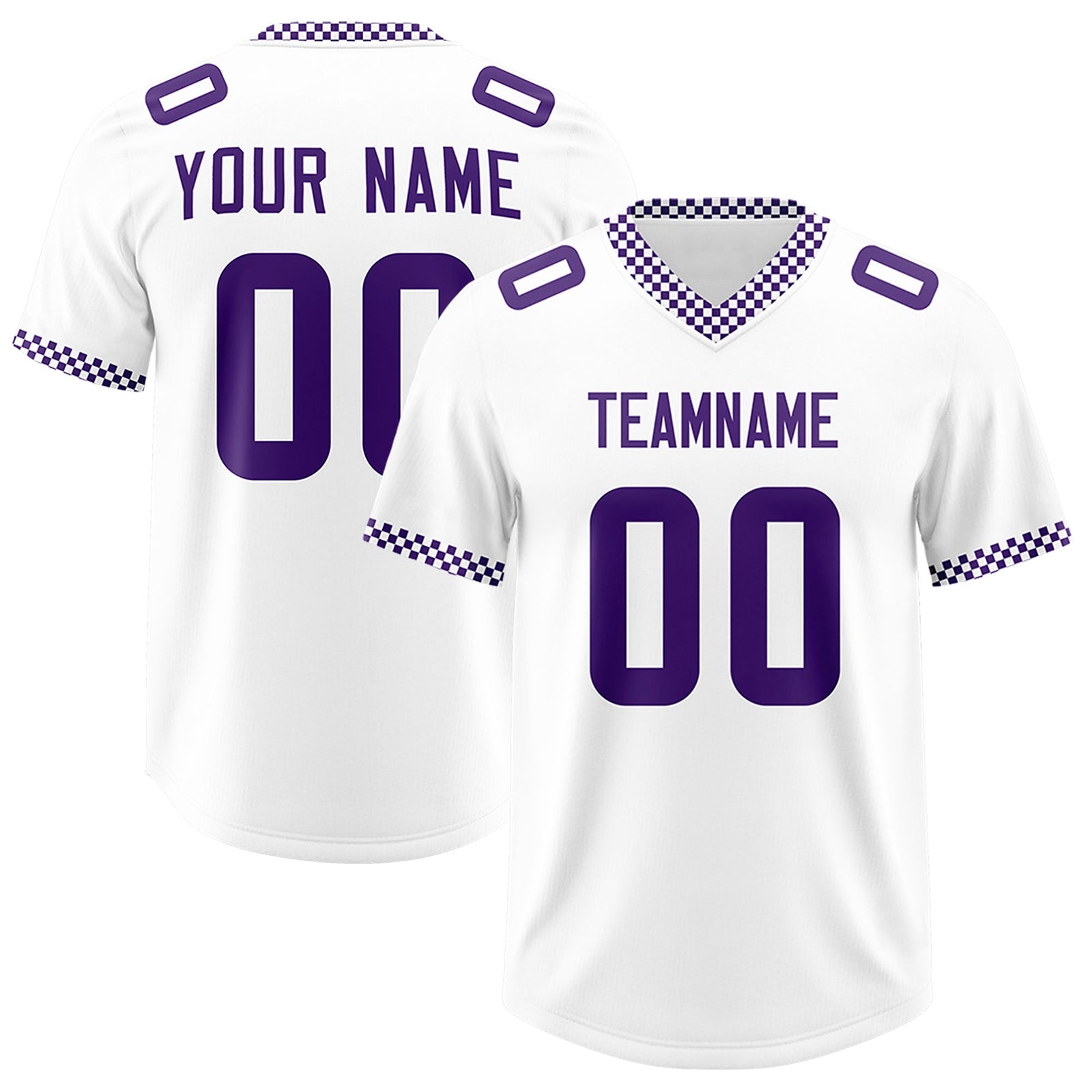 Custom White Purple Personalized Neckline Square Classic Authentic Football Jersey