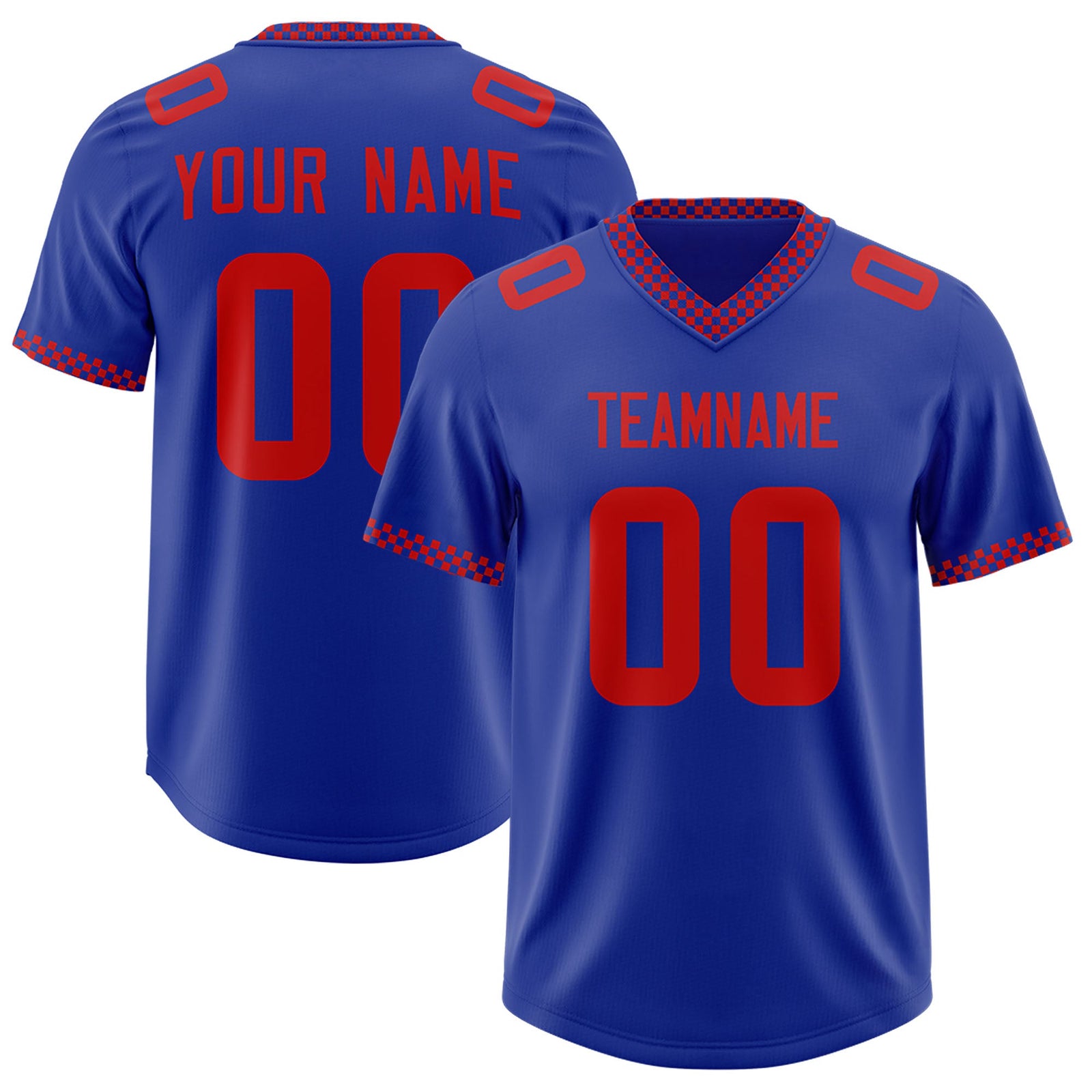 Custom Royal Red Personalized Neckline Square Classic Authentic Football Jersey