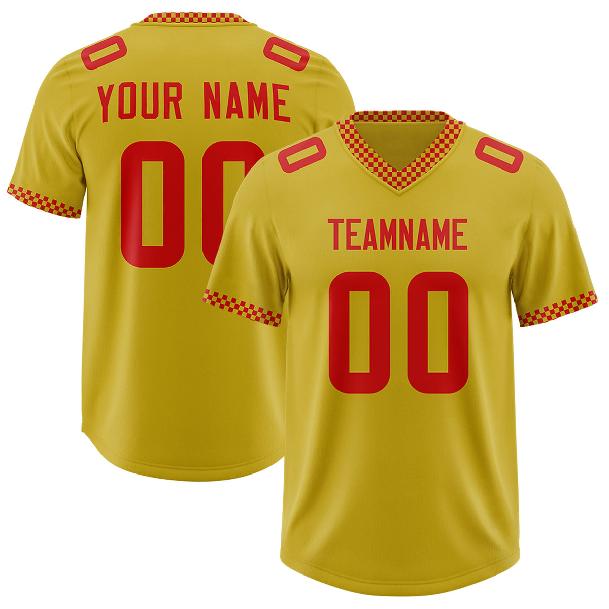 Custom Old Gold Red Personalized Neckline Square Classic Authentic Football Jersey