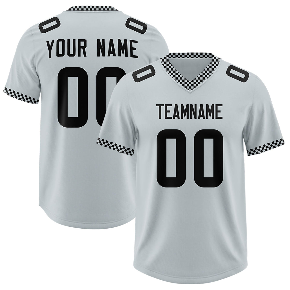 Custom Silver Black Personalized Neckline Square Classic Authentic Football Jersey