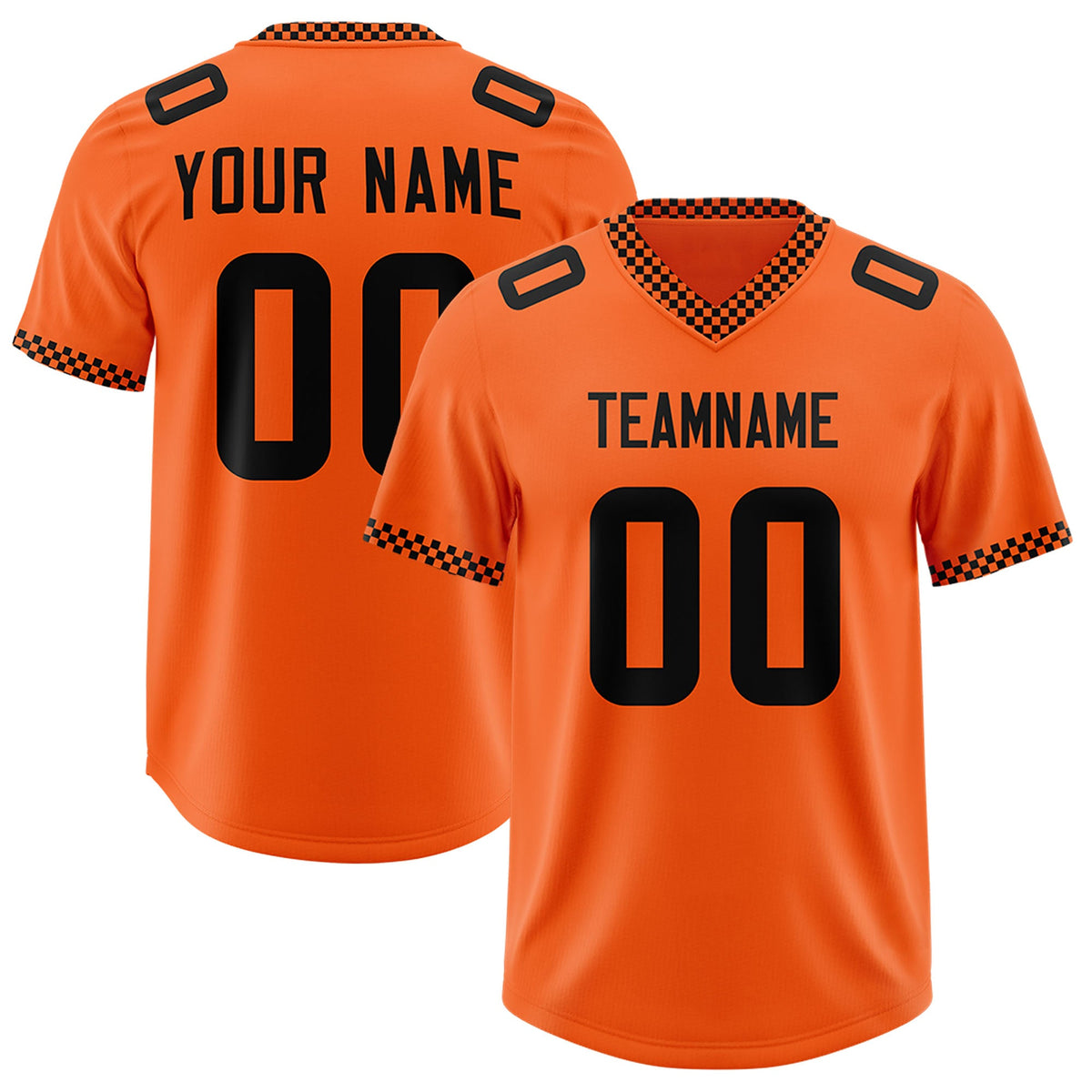 Custom Orange Black Personalized Neckline Square Classic Authentic Football Jersey