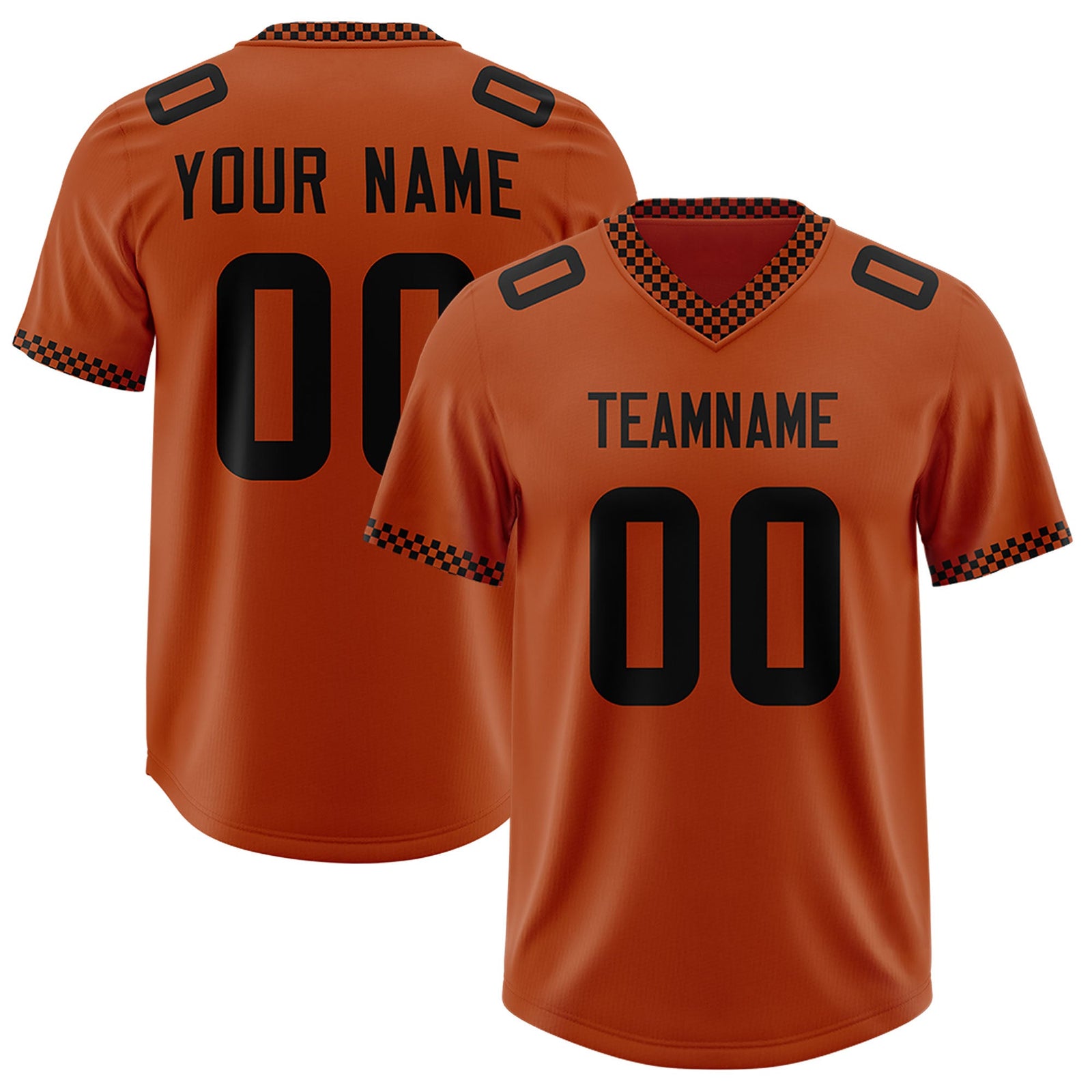 Custom Texas Orange Black Personalized Neckline Square Classic Authentic Football Jersey