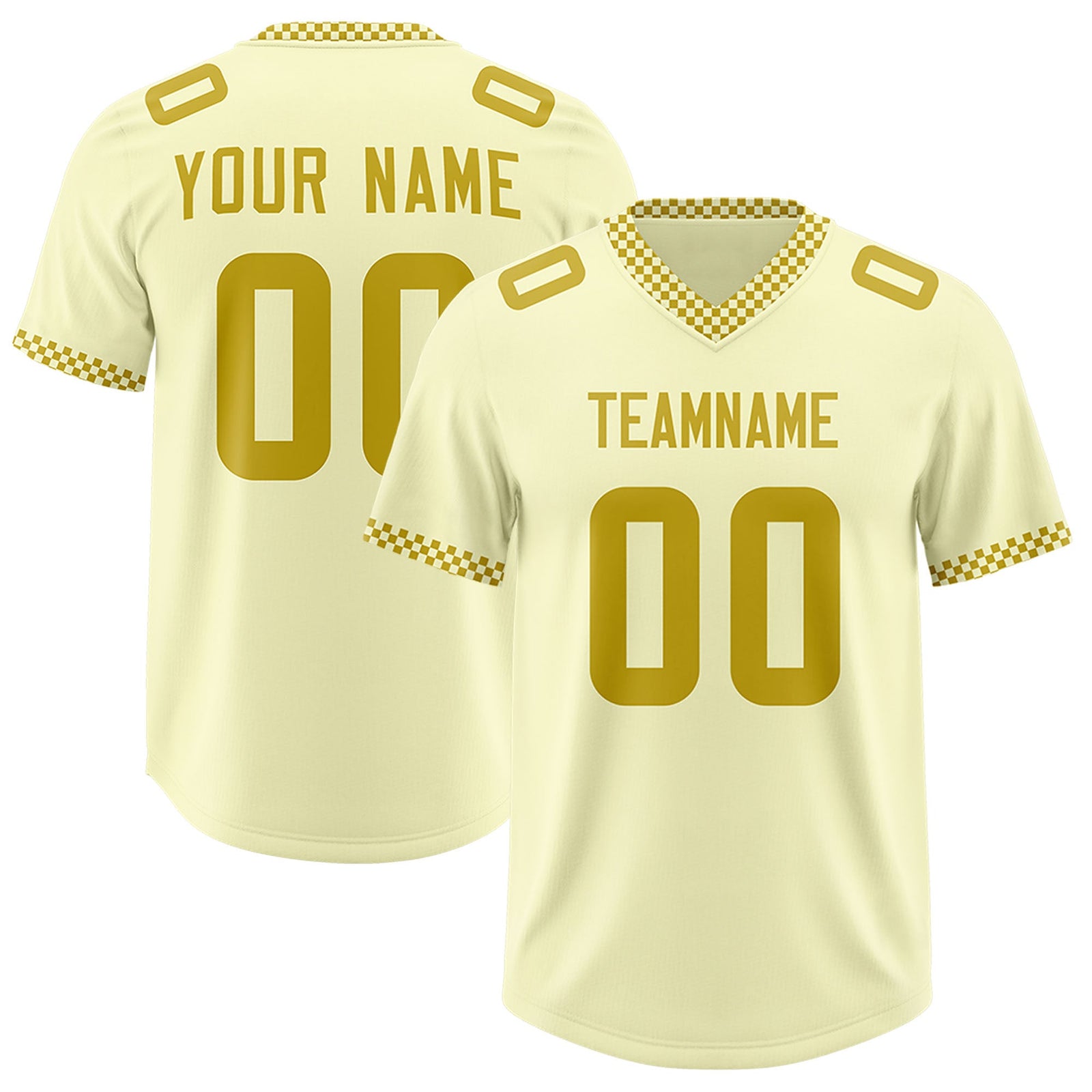 Custom Cream Old Gold Personalized Neckline Square Classic Authentic Football Jersey
