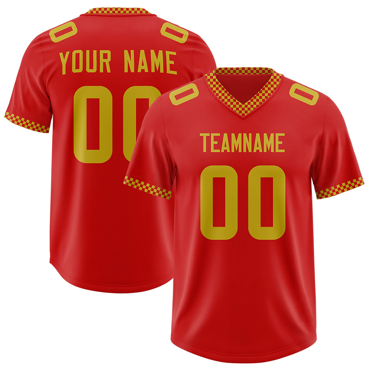 Custom Red Old Gold Personalized Neckline Square Classic Authentic Football Jersey