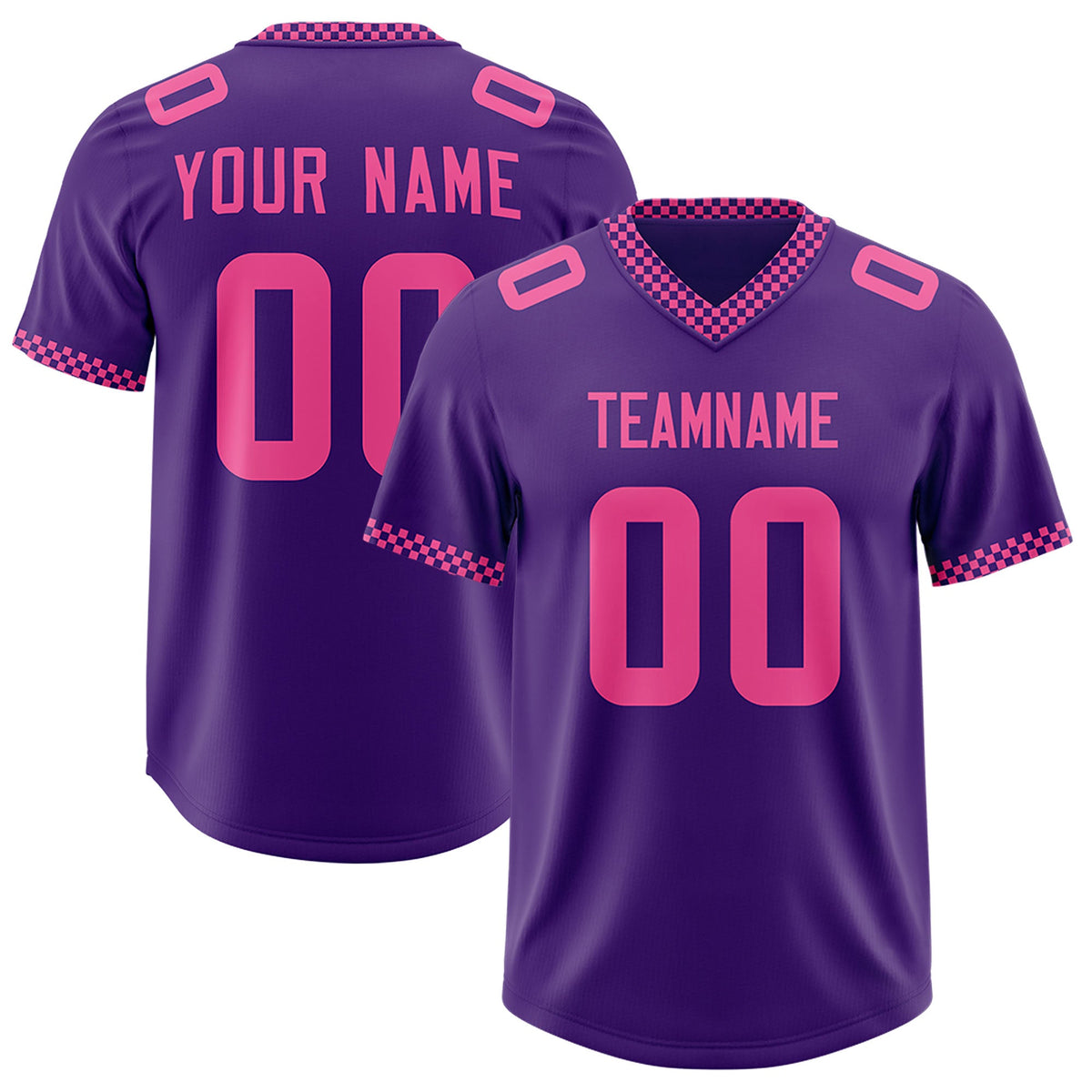 Custom Purple Pink Personalized Neckline Square Classic Authentic Football Jersey