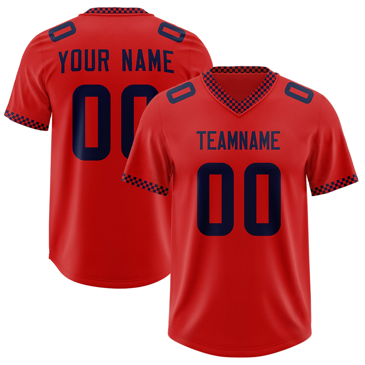 Custom Red Navy Personalized Neckline Square Classic Authentic Football Jersey