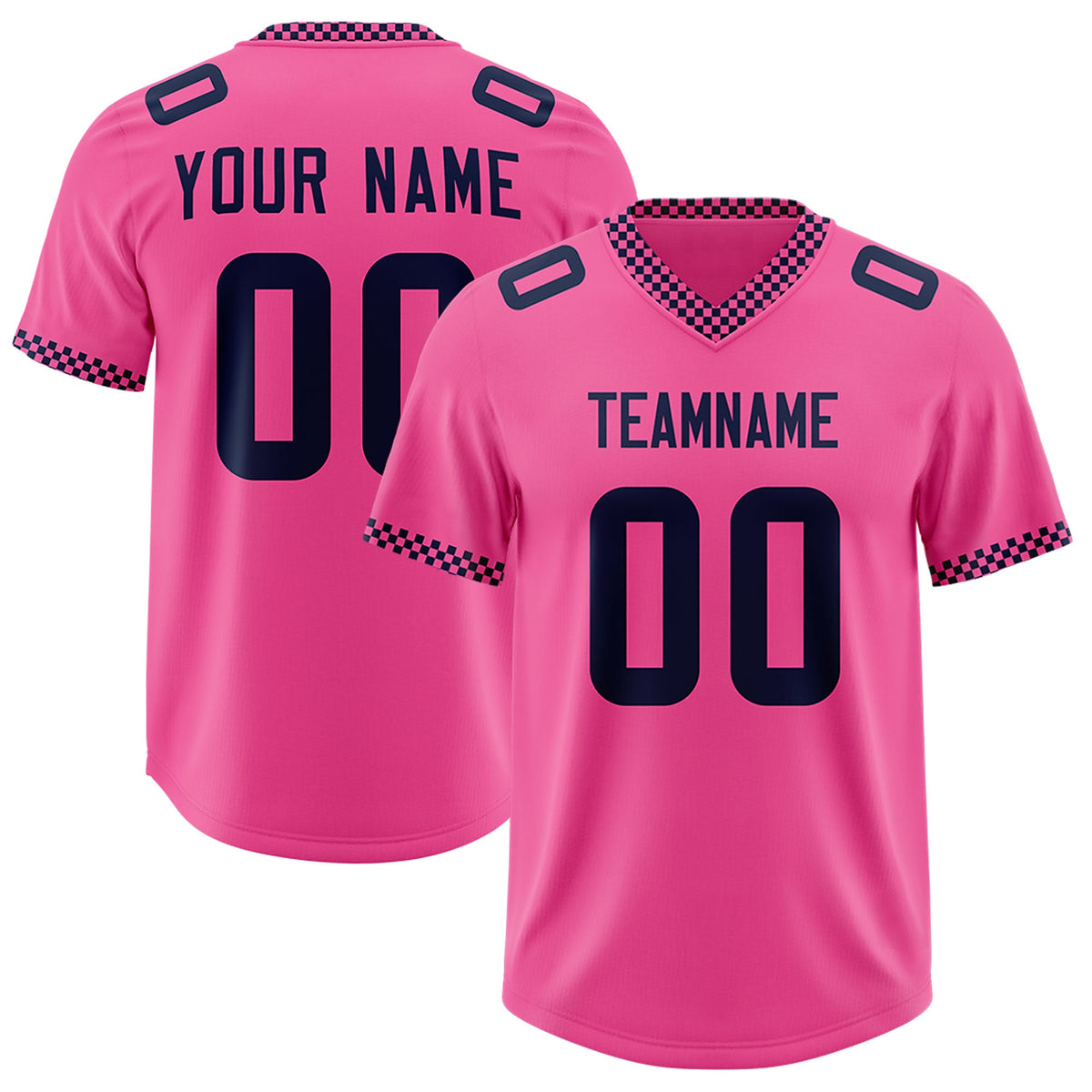 Custom Pink Navy Personalized Neckline Square Classic Authentic Football Jersey