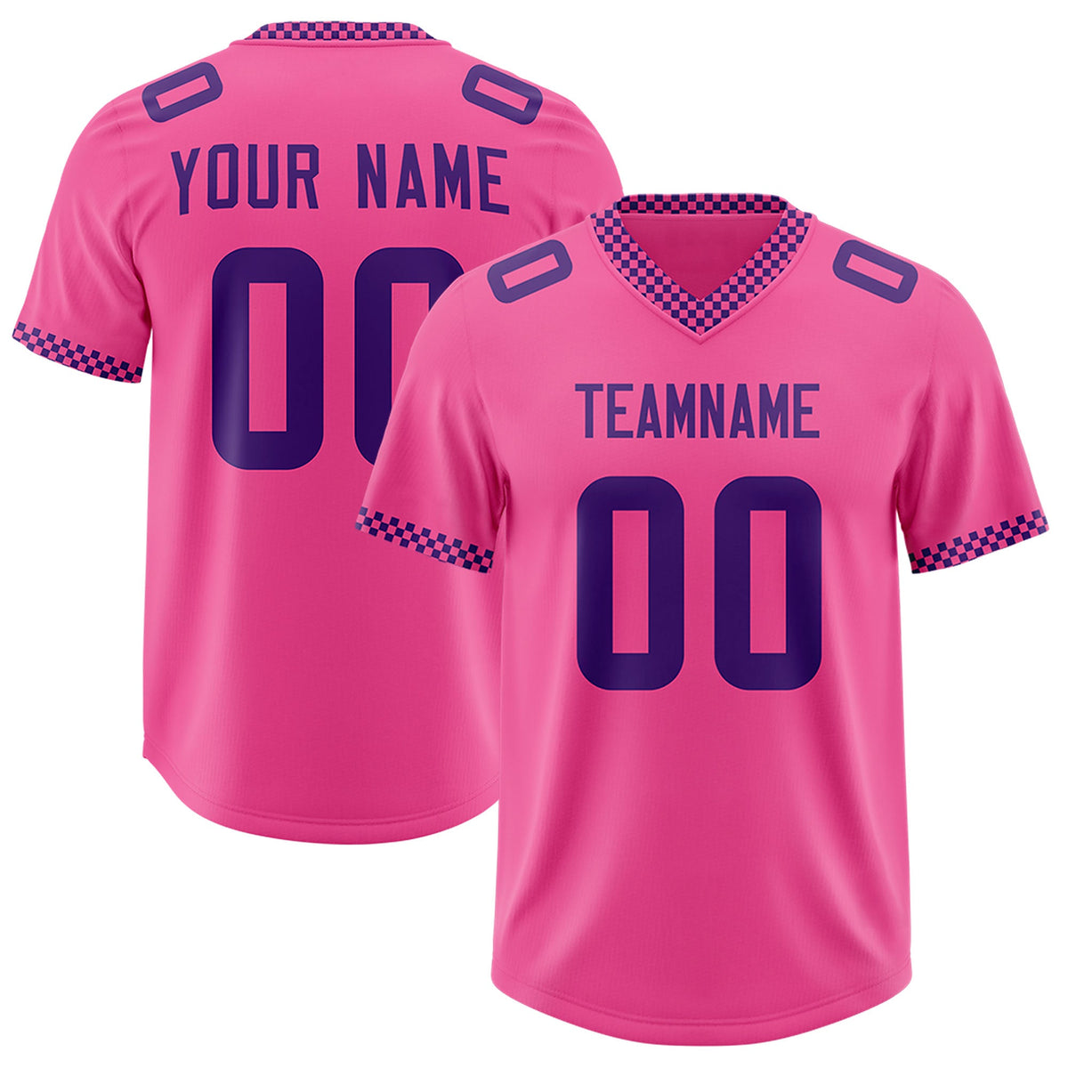 Custom Pink Purple Personalized Neckline Square Classic Authentic Football Jersey