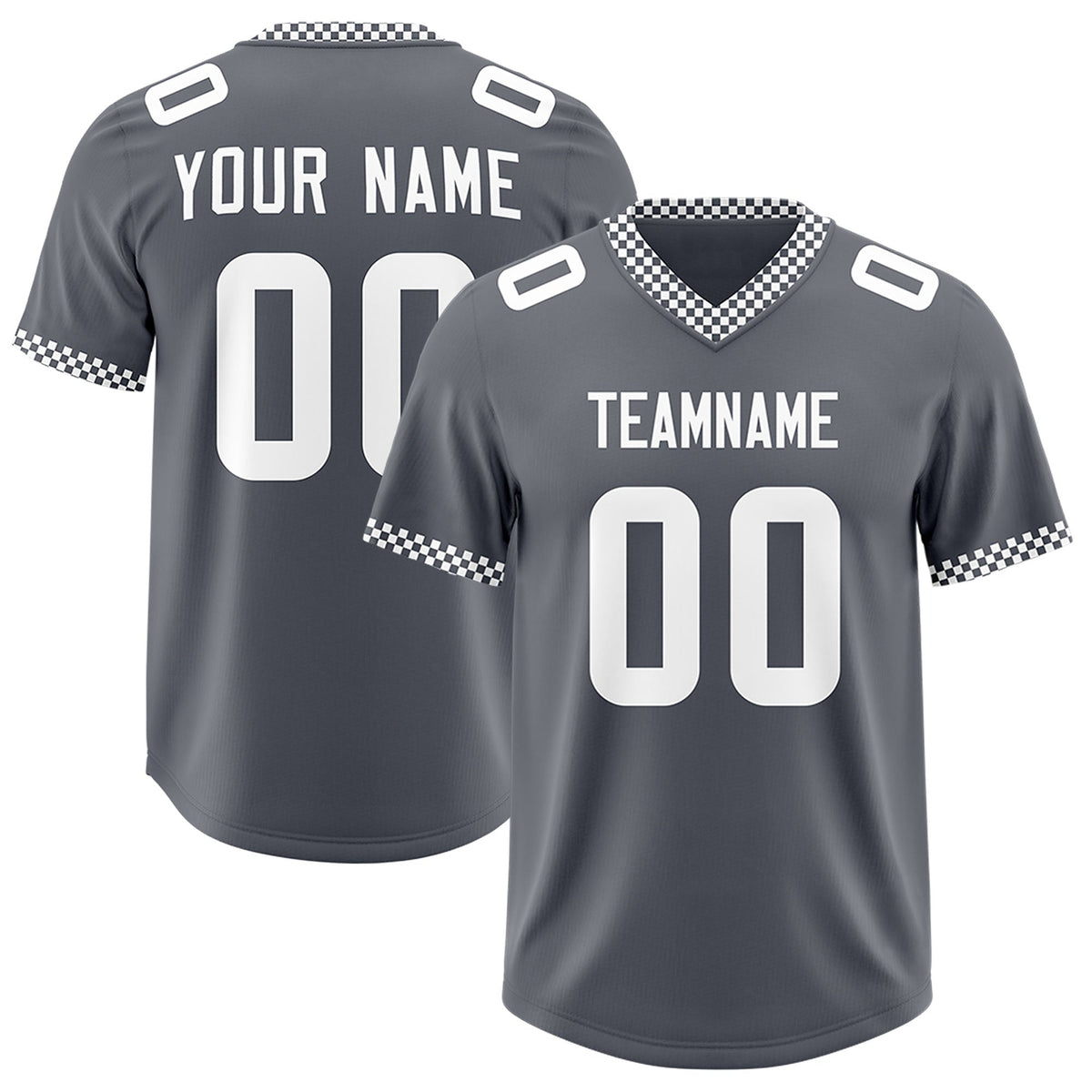 Custom Dark Gray White Personalized Neckline Square Classic Authentic Football Jersey