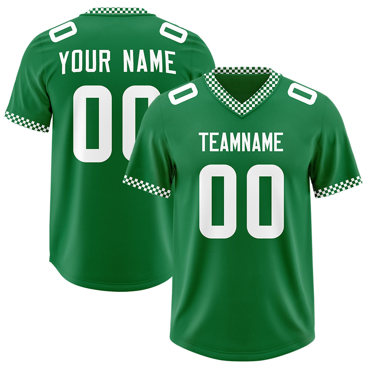 Custom Kelly Green White Personalized Neckline Square Classic Authentic Football Jersey