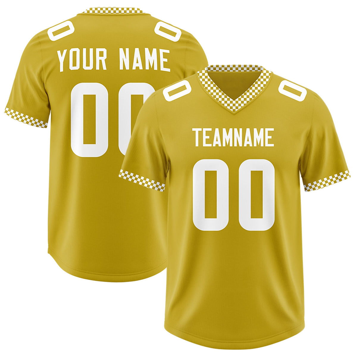 Custom Old Gold White Personalized Neckline Square Classic Authentic Football Jersey