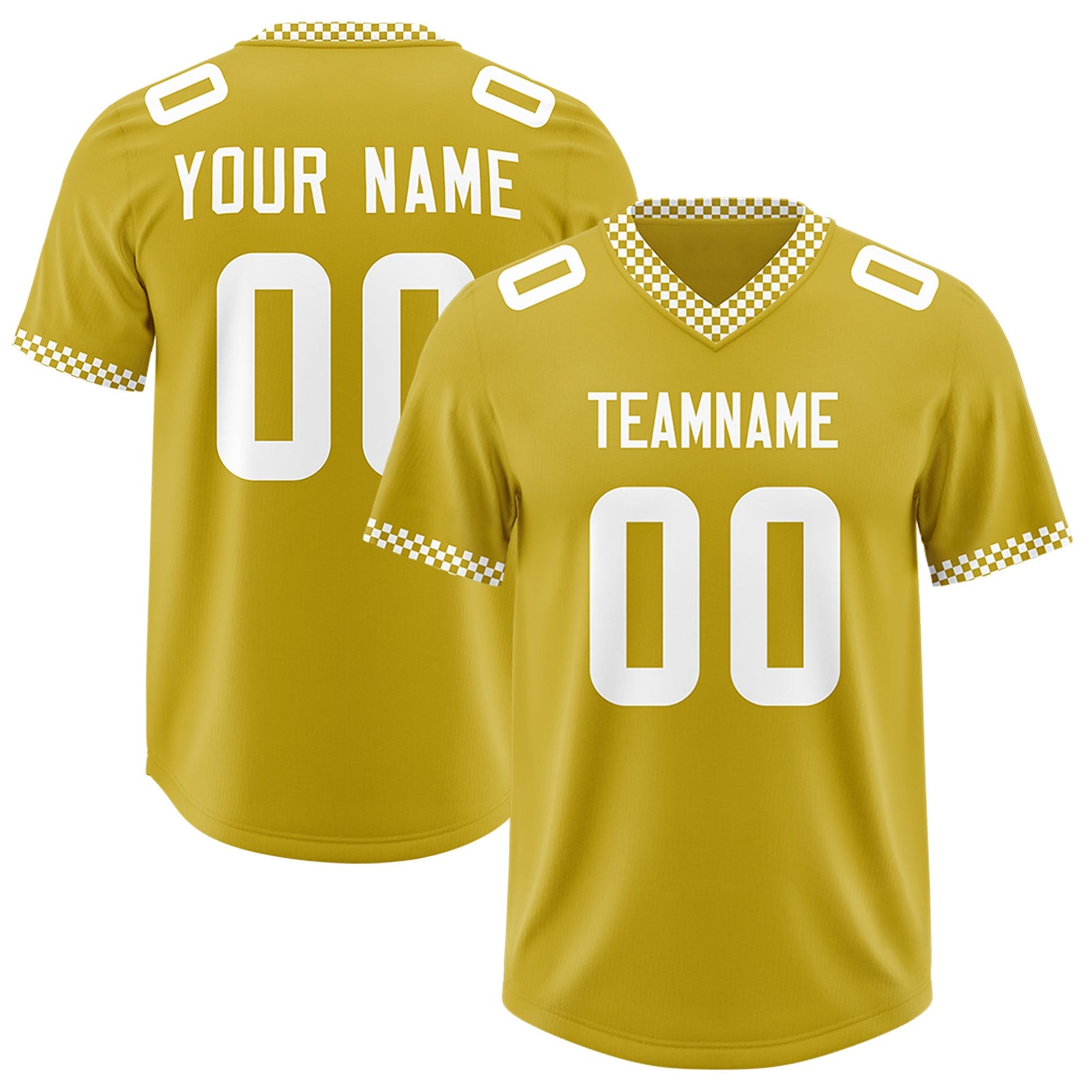 Custom Old Gold White Personalized Neckline Square Classic Authentic Football Jersey