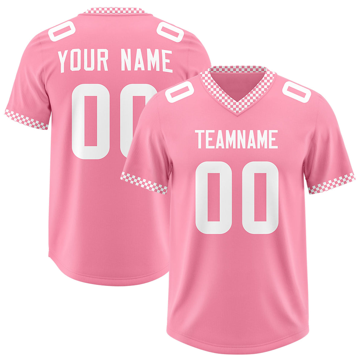 Custom Light Pink White Personalized Neckline Square Classic Authentic Football Jersey