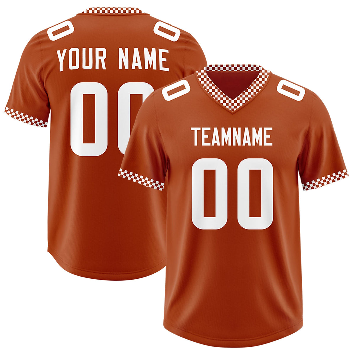 Custom Texas Orange White Personalized Neckline Square Classic Authentic Football Jersey