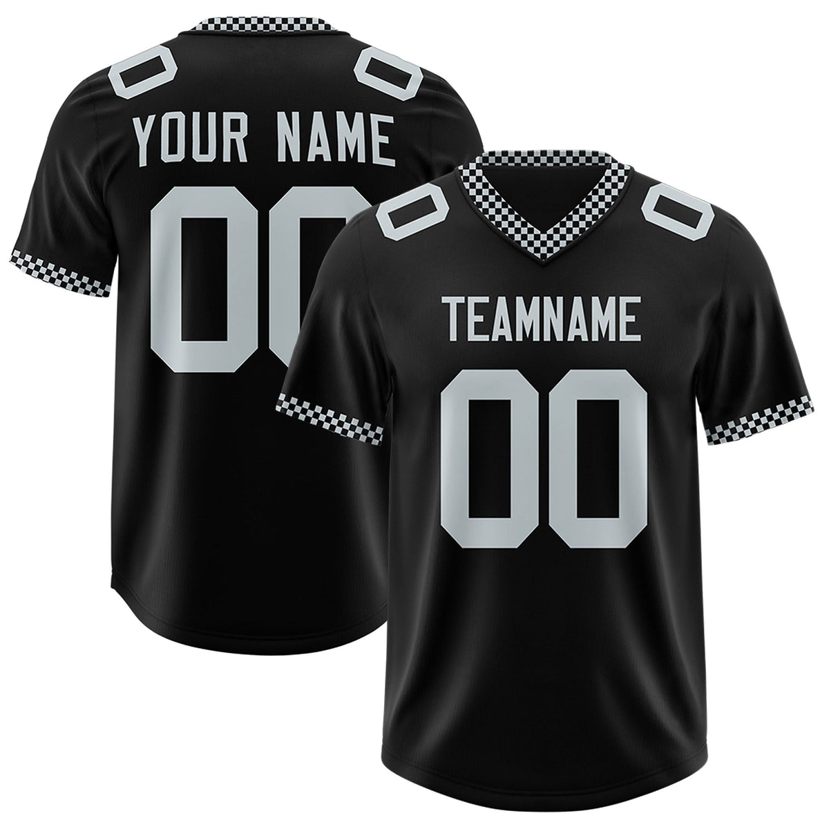 Custom Black Silver Personalized Neckline Square Classic Authentic Football Jersey
