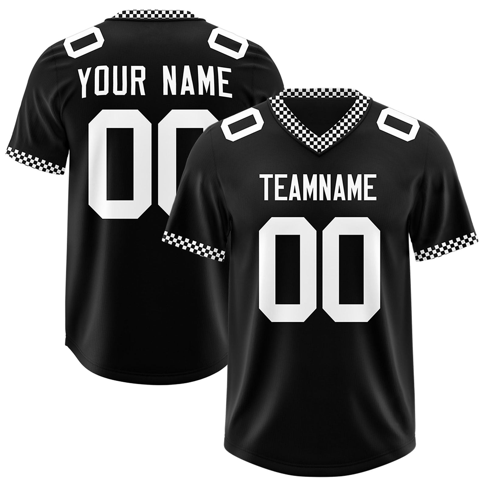 Custom Black White Personalized Neckline Square Classic Authentic Football Jersey