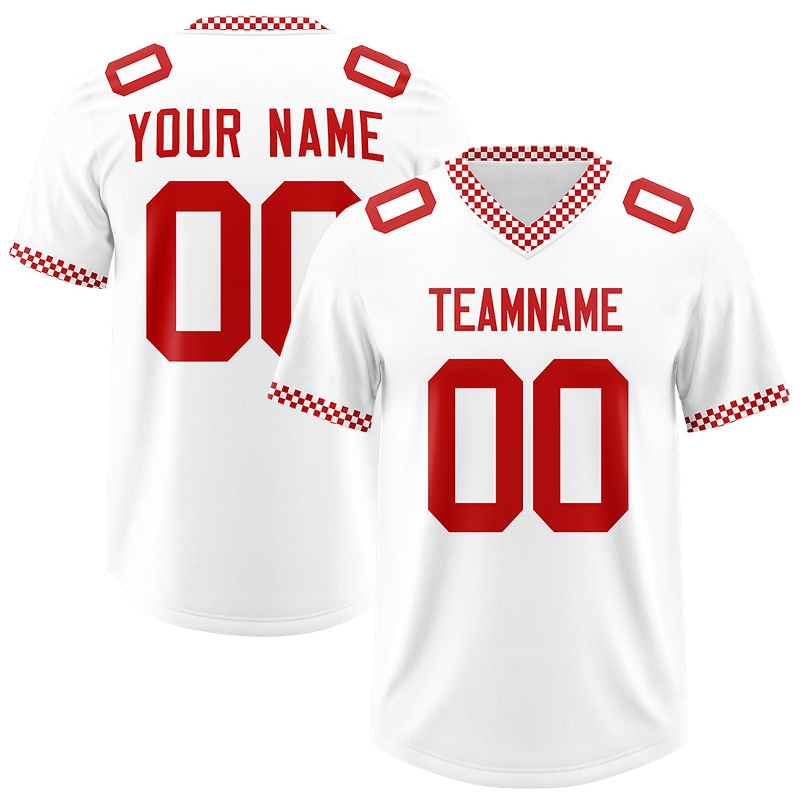 Custom White Red Personalized Neckline Square Classic Authentic Football Jersey