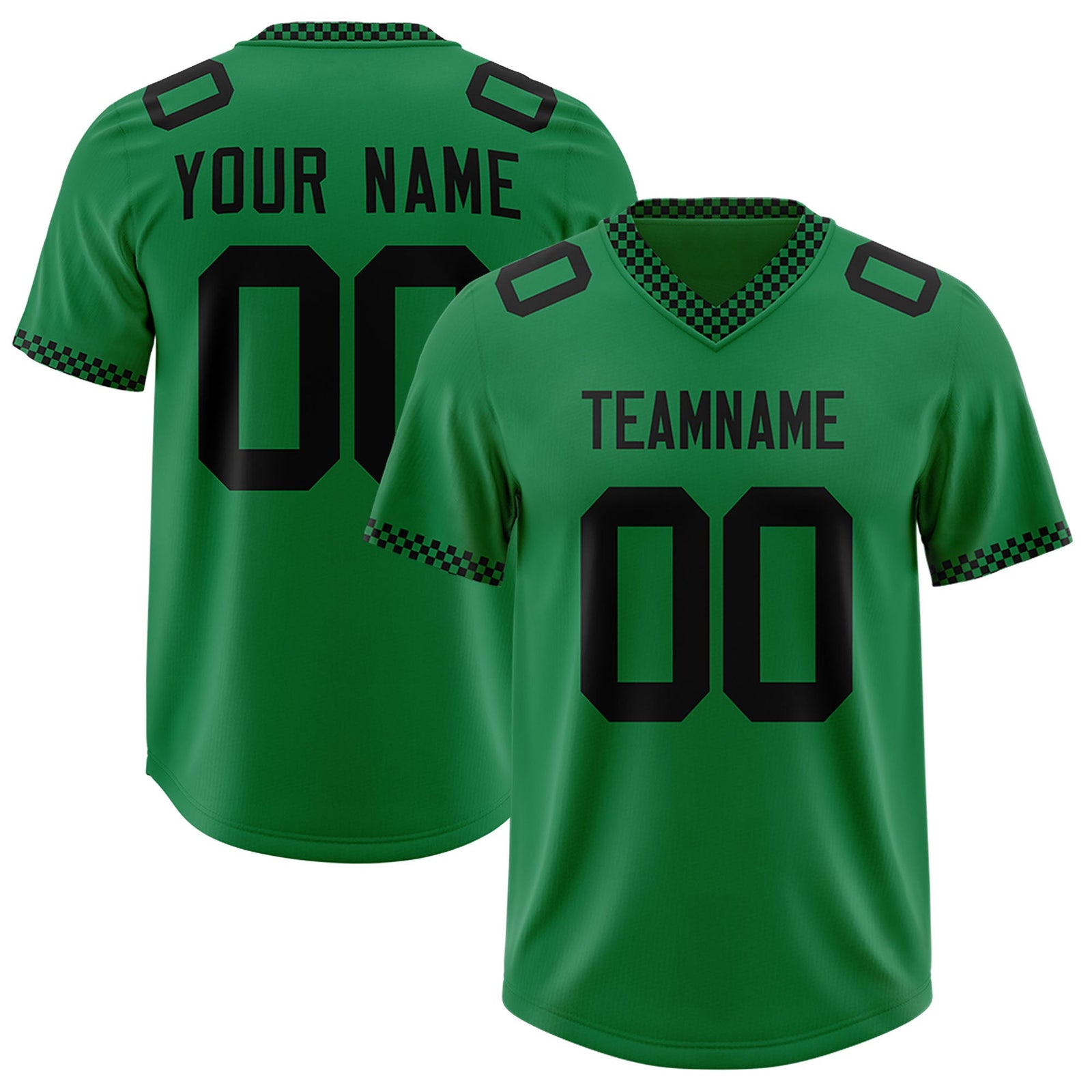 Custom Kelly Green Black Personalized Neckline Square Classic Authentic Football Jersey