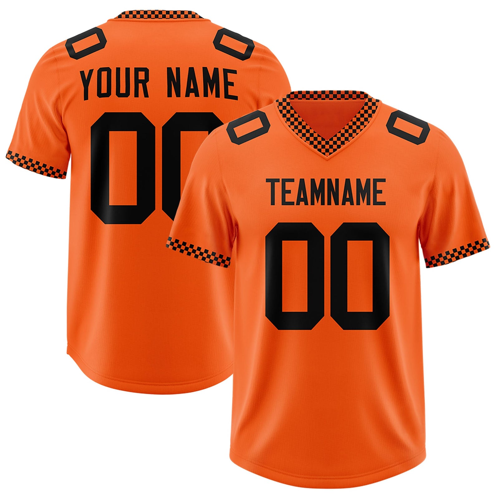 Custom Orange Black Personalized Neckline Square Classic Authentic Football Jersey