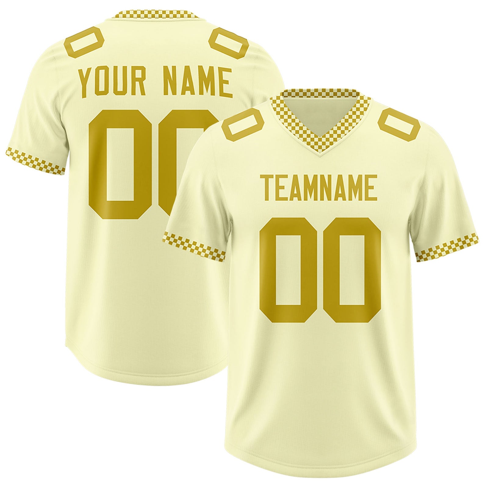 Custom Cream Old Gold Personalized Neckline Square Classic Authentic Football Jersey