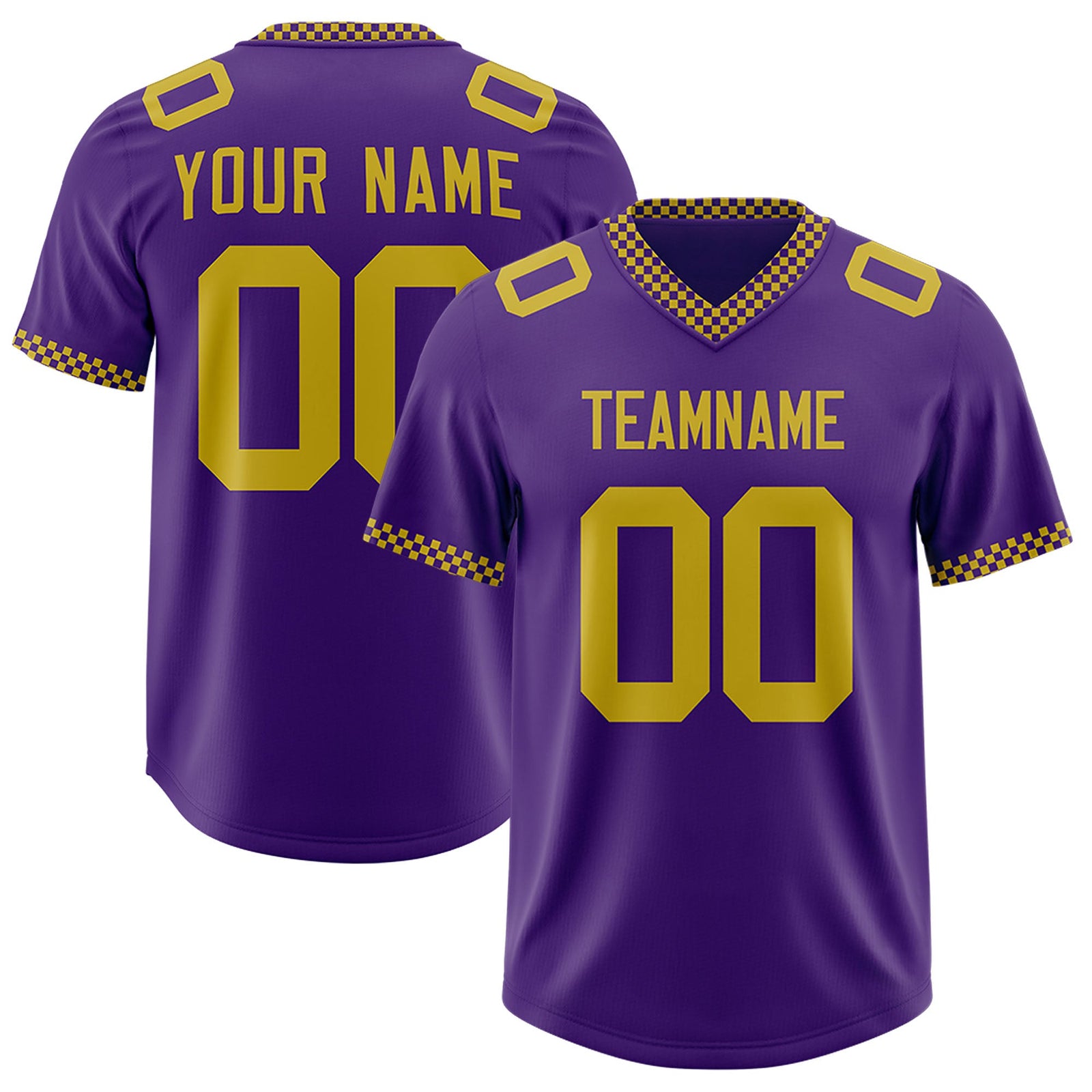 Custom Purple Old Gold Personalized Neckline Square Classic Authentic Football Jersey