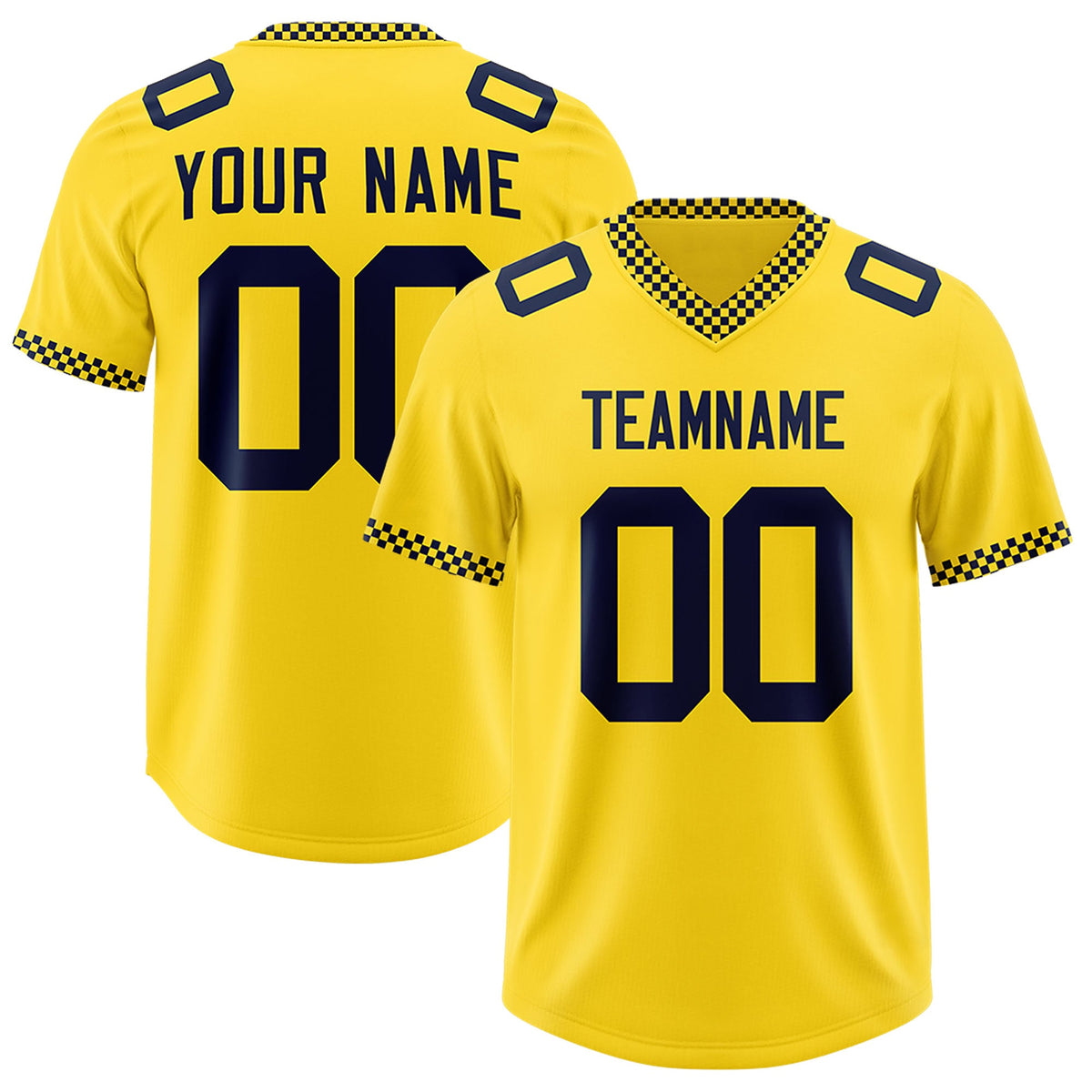 Custom Gold Navy Personalized Neckline Square Classic Authentic Football Jersey