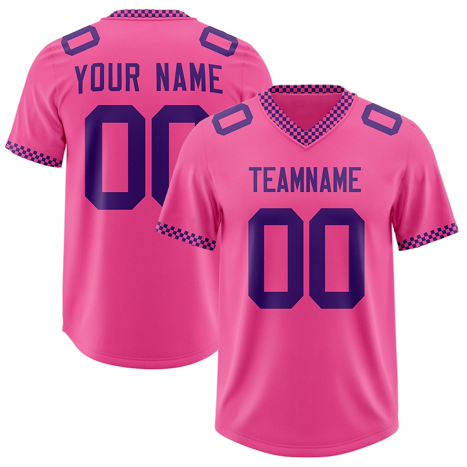 Custom Pink Purple Personalized Neckline Square Classic Authentic Football Jersey