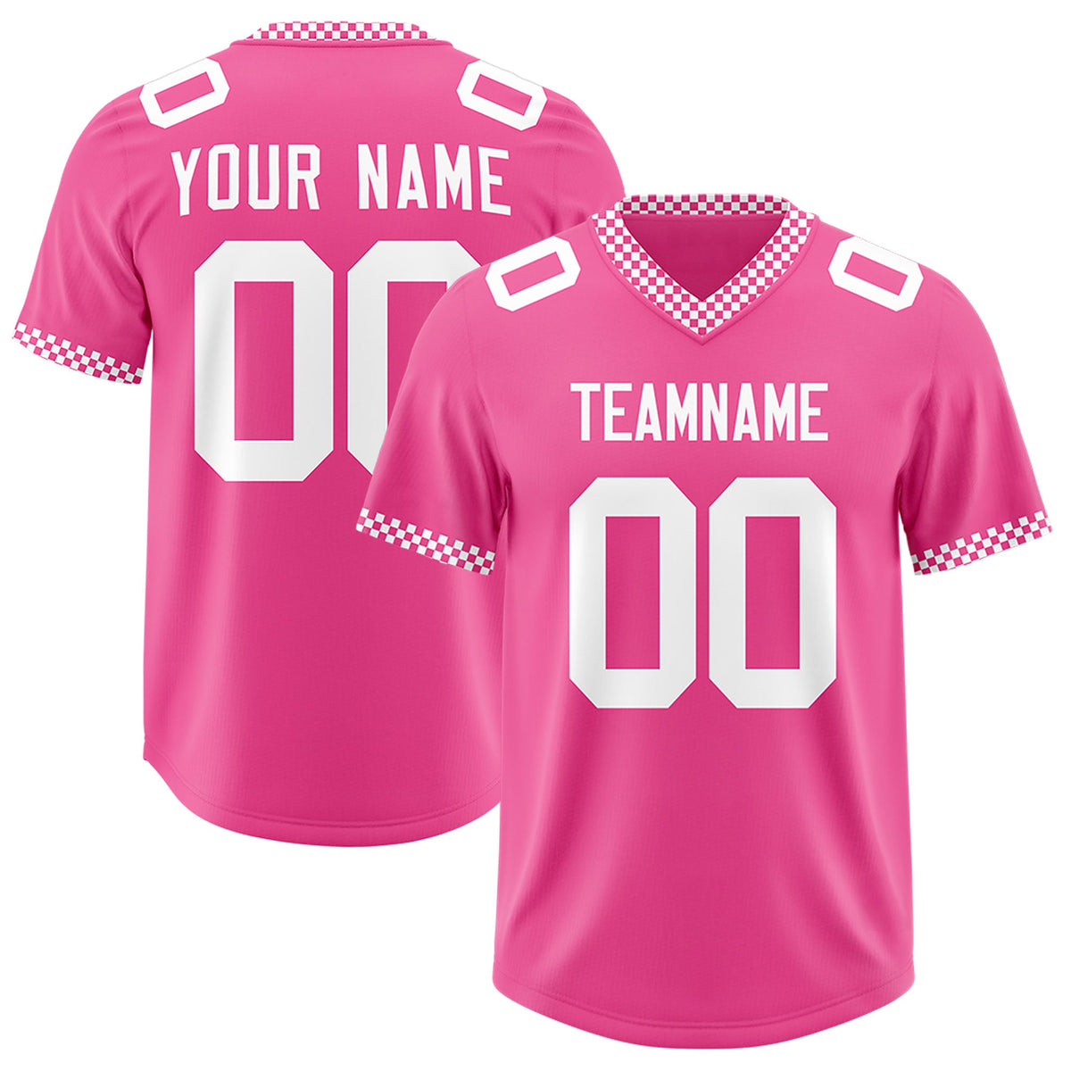 Custom Pink White Personalized Neckline Square Classic Authentic Football Jersey