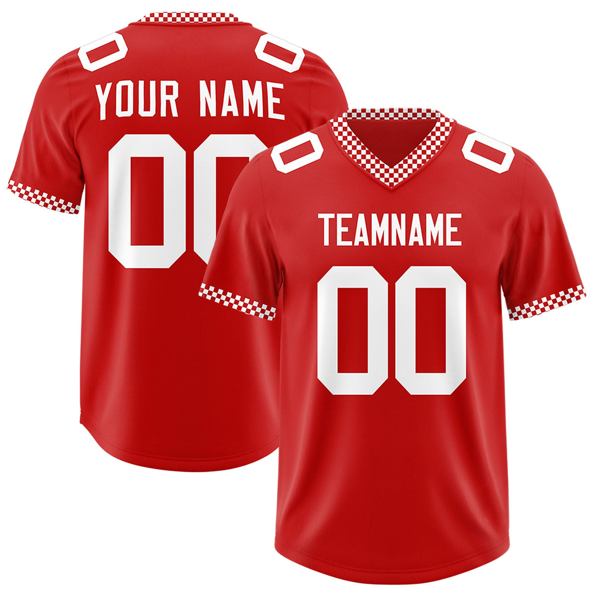 Custom Red White Personalized Neckline Square Classic Authentic Football Jersey