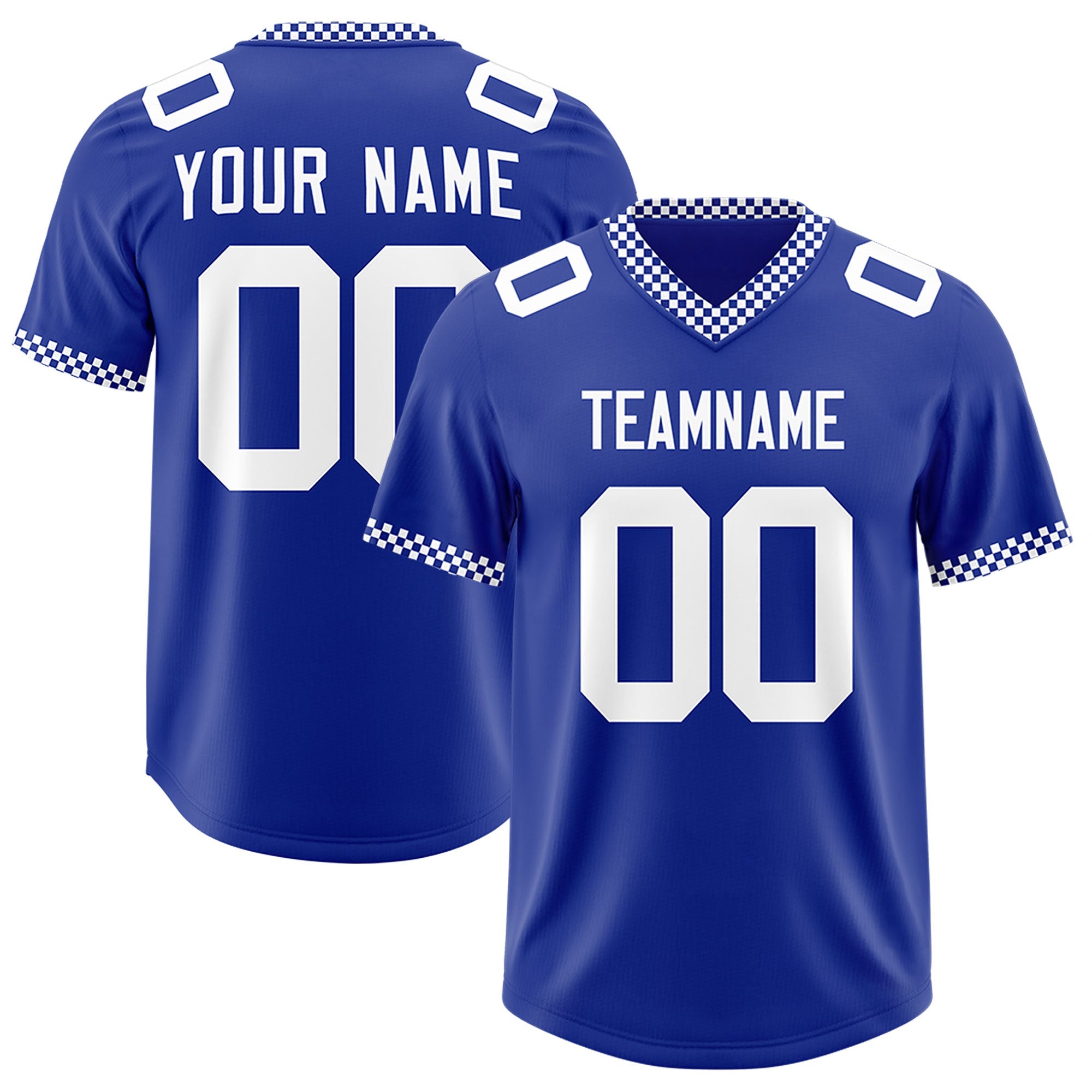 Custom Royal White Personalized Neckline Square Classic Authentic Football Jersey