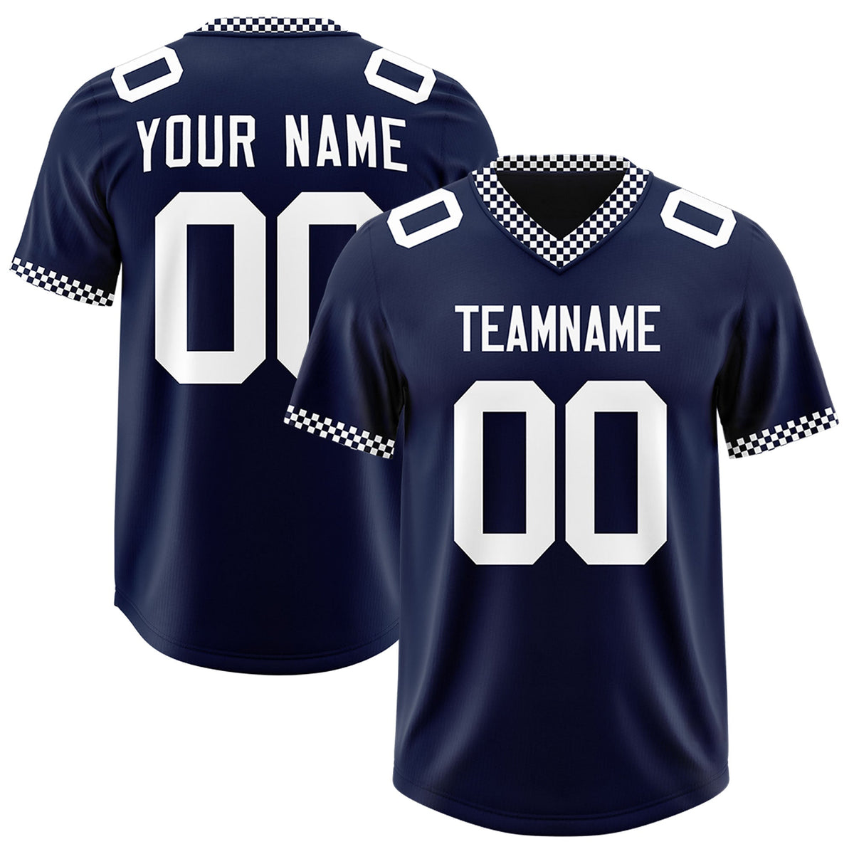 Custom Navy White Personalized Neckline Square Classic Authentic Football Jersey