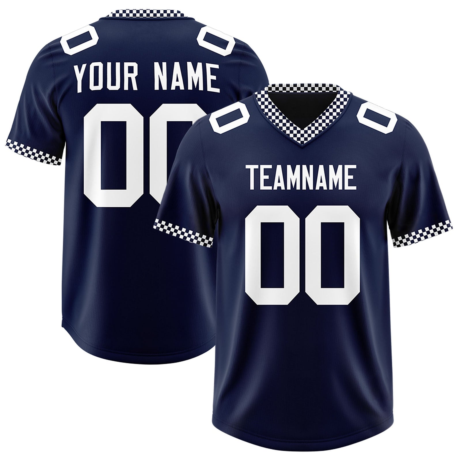 Custom Navy White Personalized Neckline Square Classic Authentic Football Jersey