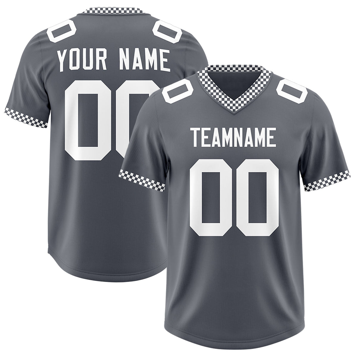 Custom Dark Gray White Personalized Neckline Square Classic Authentic Football Jersey
