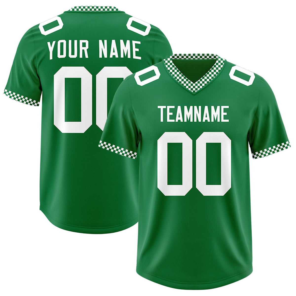 Custom Kelly Green White Personalized Neckline Square Classic Authentic Football Jersey