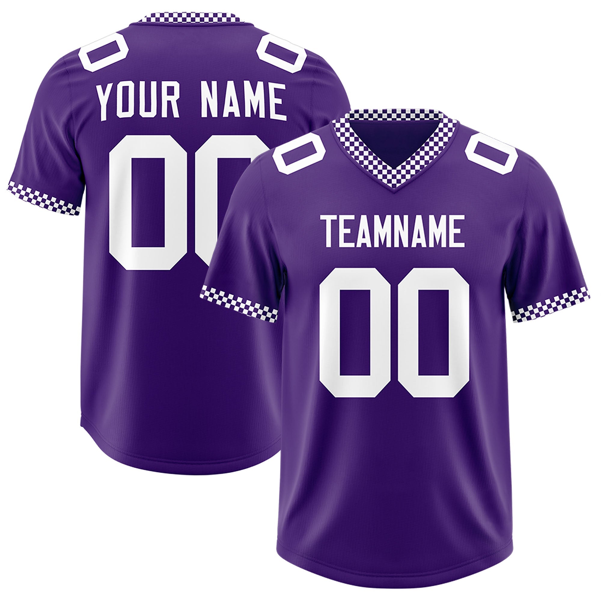 Custom Purple White Personalized Neckline Square Classic Authentic Football Jersey